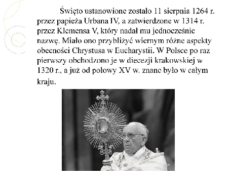 Informację o Bożym Ciele